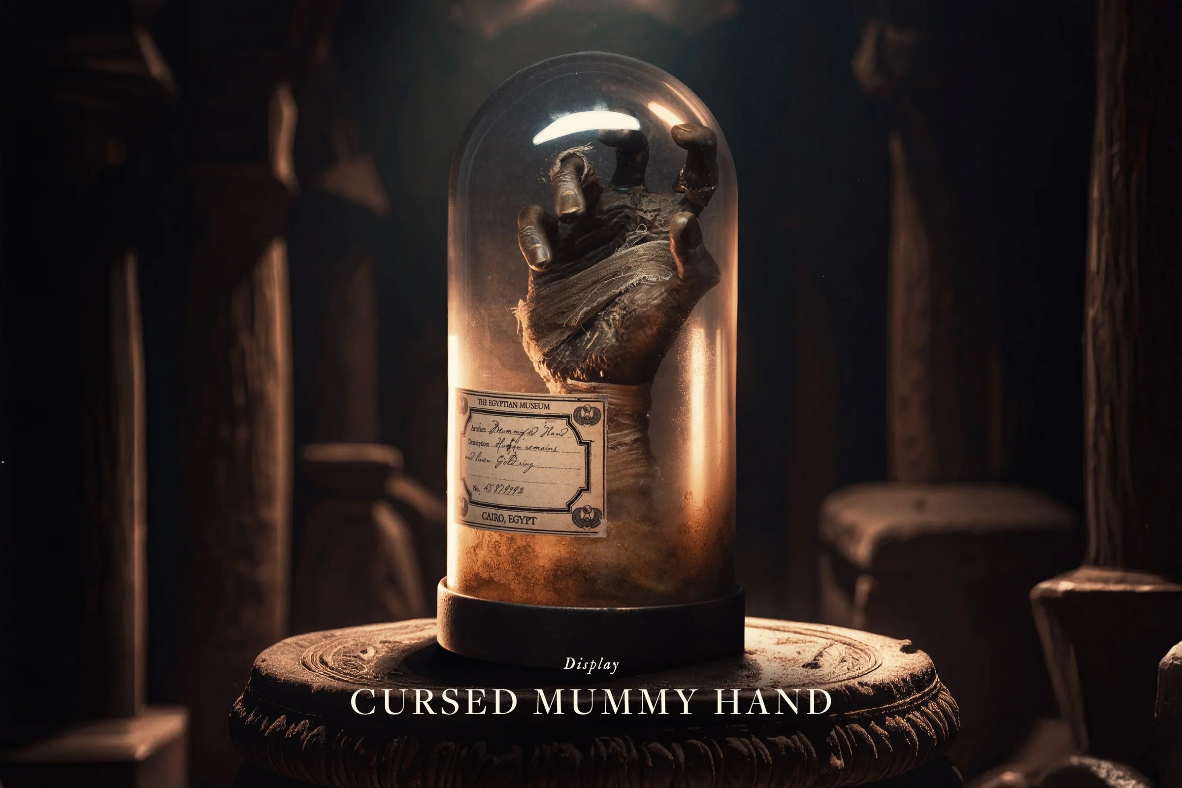 Cursed Mummy Hand Display - Grim Reliquary