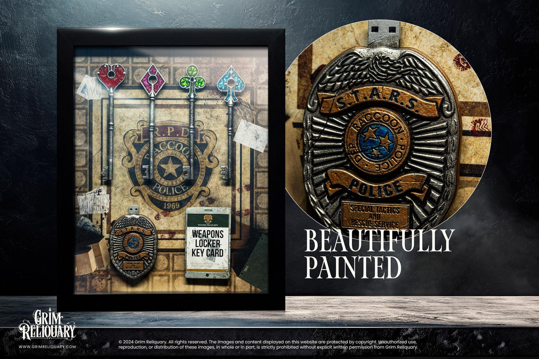 Raccoon Police Department RPD Key Collection in Shadow Box Frame