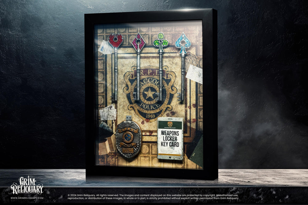 Raccoon Police Department RPD Key Collection in Shadow Box Frame