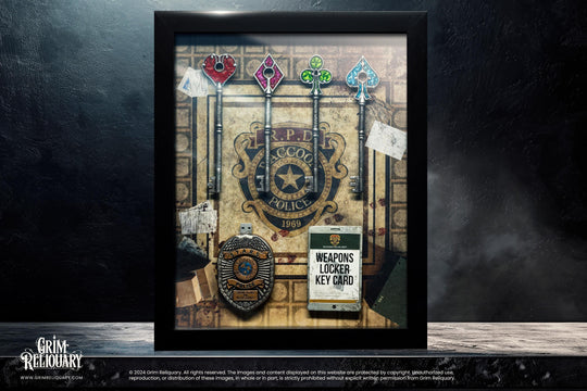 Raccoon Police Department RPD Key Collection in Shadow Box Frame