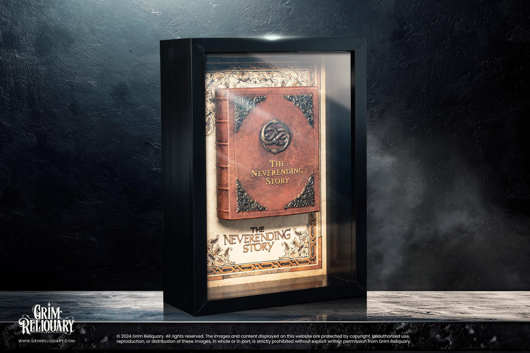 Angled view of the NeverEnding Story in shadow box frame.